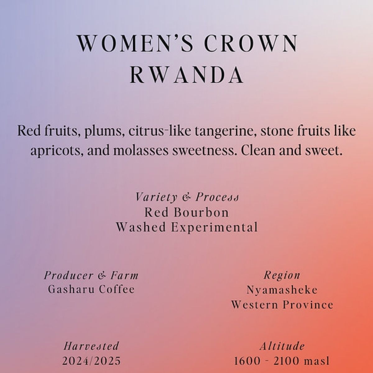 Rwanda "Women's Crown" Experimental Washed Rwanda - Sumo Coffee Roasters