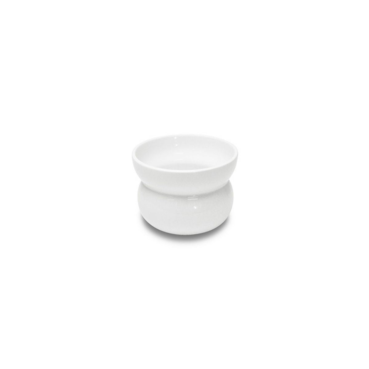 Figgjo Sensory Cup tulip, white porcelain cup placed n white counter.