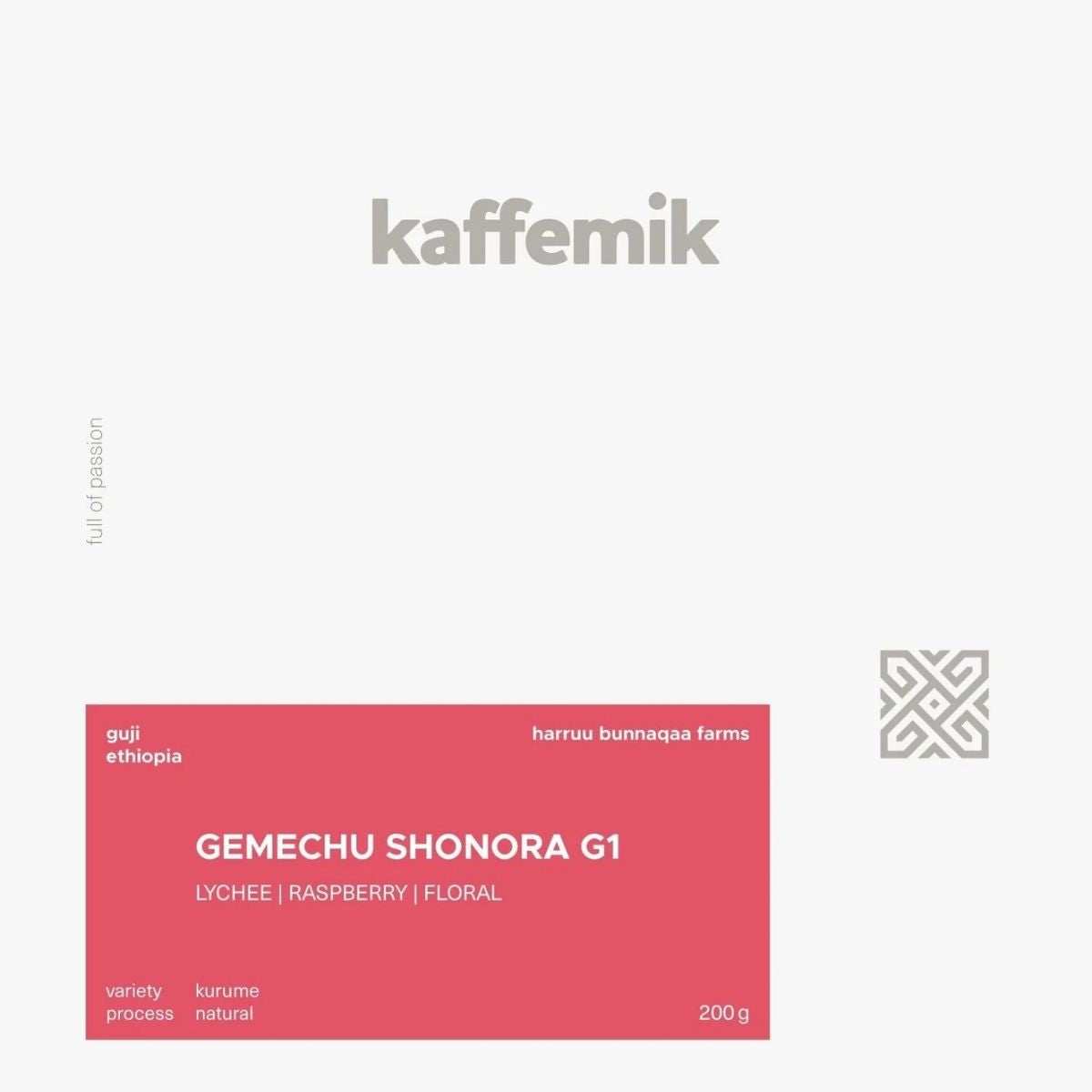Ethiopia "Gemechu Shonora G1" Natural Kurume - Kaffemik