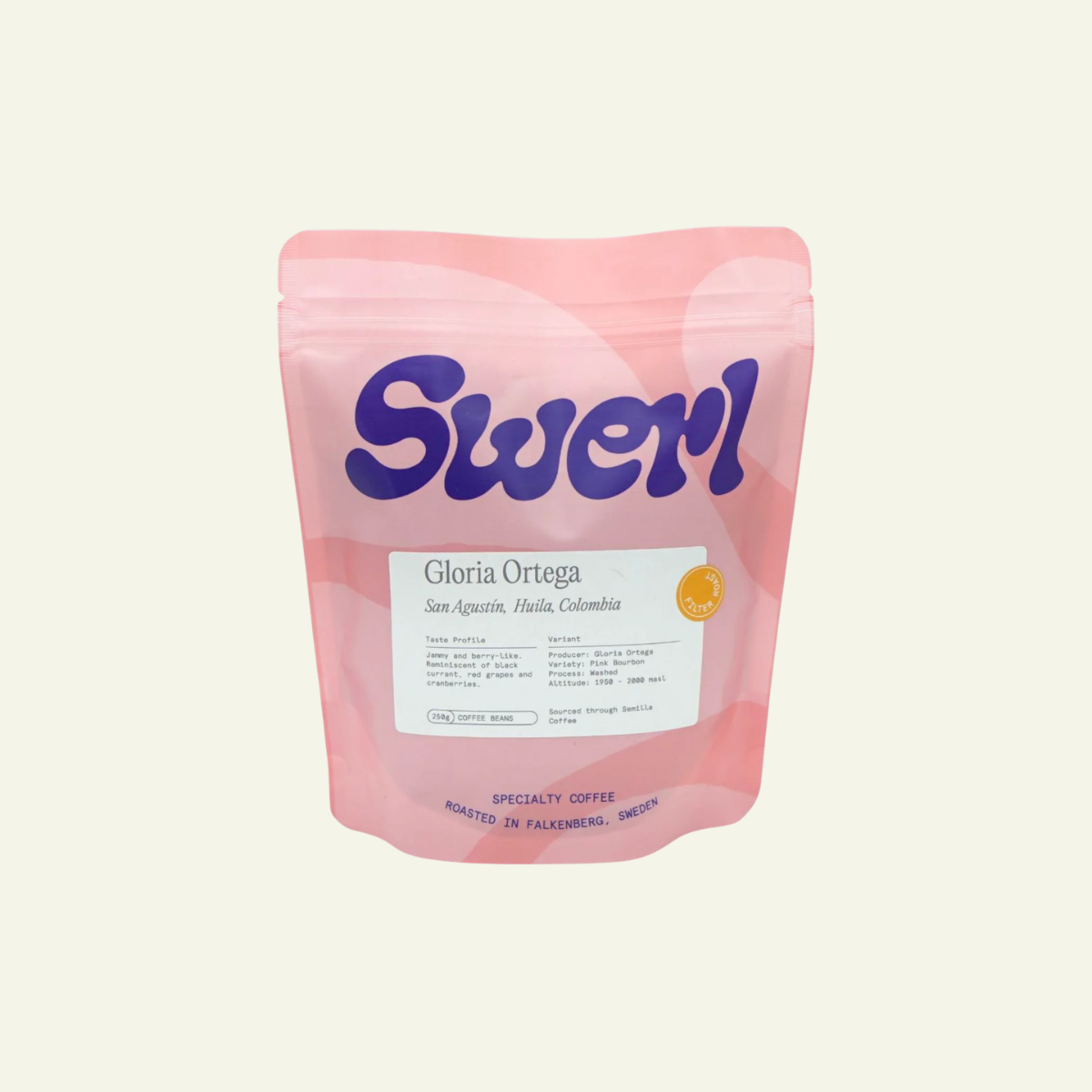 Colombia "Gloria Ortega" Dry Fermented Washed Pink Bourbon - Swerl