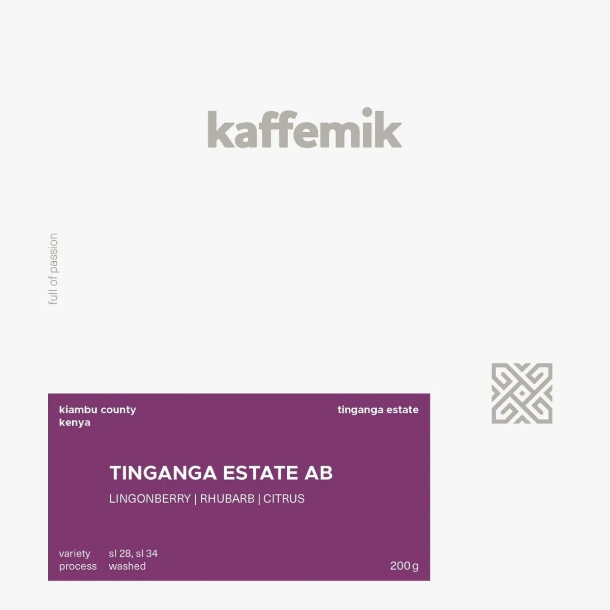 Kenya "Tinganga Estate" Washed SL28 + SL34 - Kaffemik