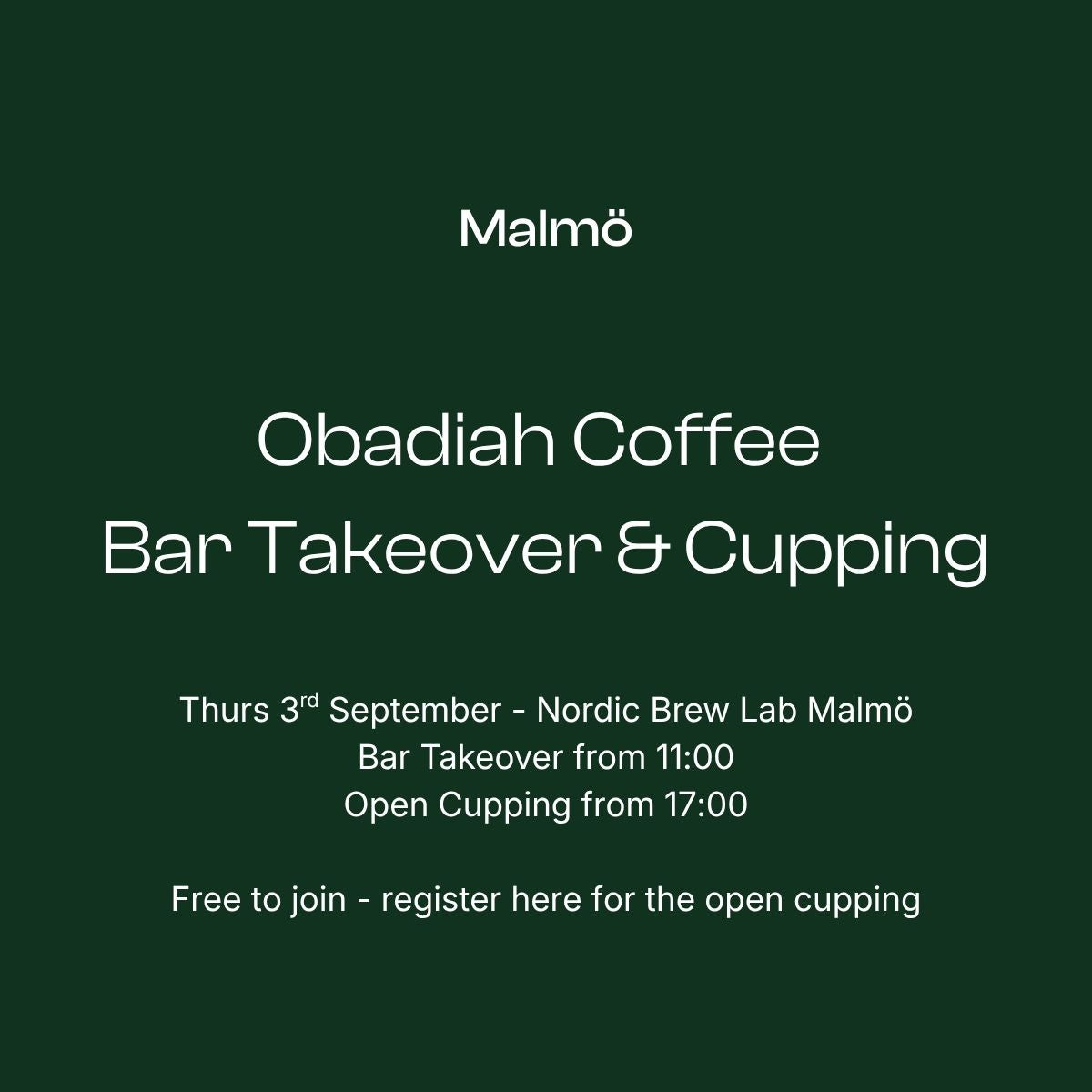 Obadiah: Bar Takeover & Open Cupping | Malmö