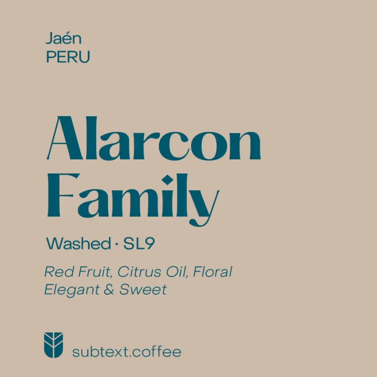 Peru "Alarcon Family" Washed SL9 - Subtext Coffee