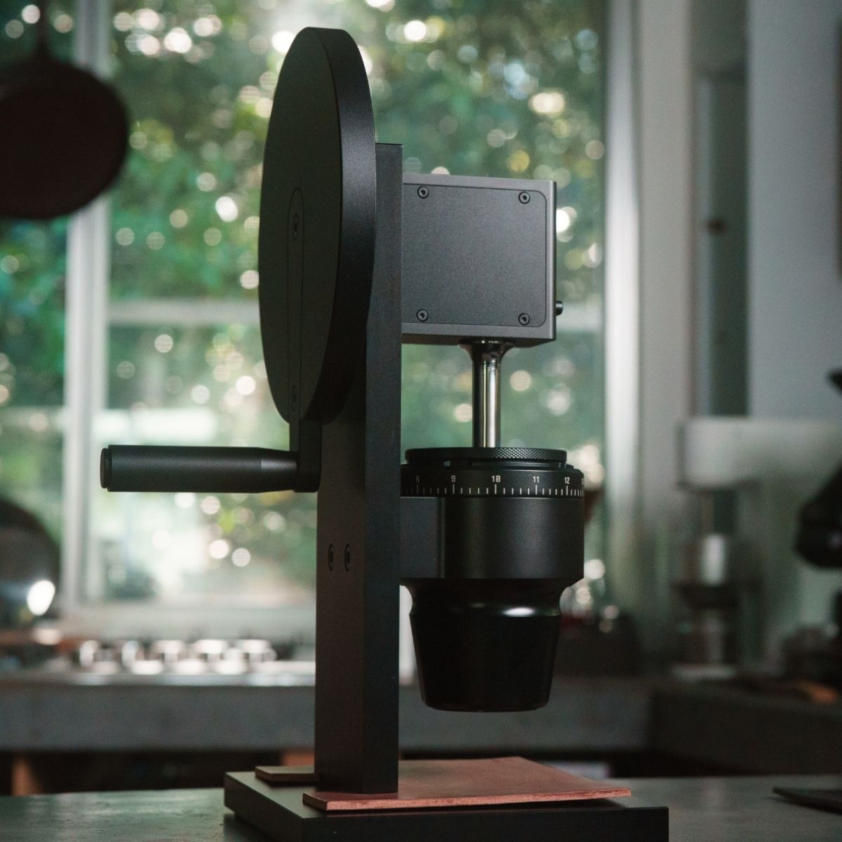 Weber Workshops HG-12 specialty coffee grinder, matte black.